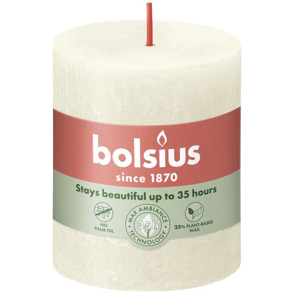 Vela pilar rústica Bolsius soft perla ø68x80 mm 30 horas (4 piezas)