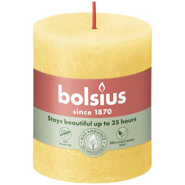 Bolsius candela rustica giallo sole ø68x80 mm 30 ore (4 pezzi)