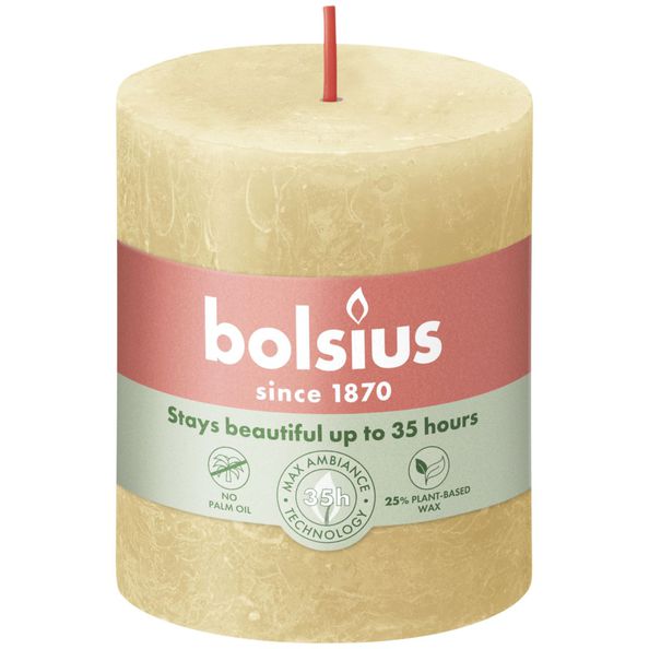 Bolsius rustic pillar candle oat beige ø68x80 mm 30 hours (4 pieces)