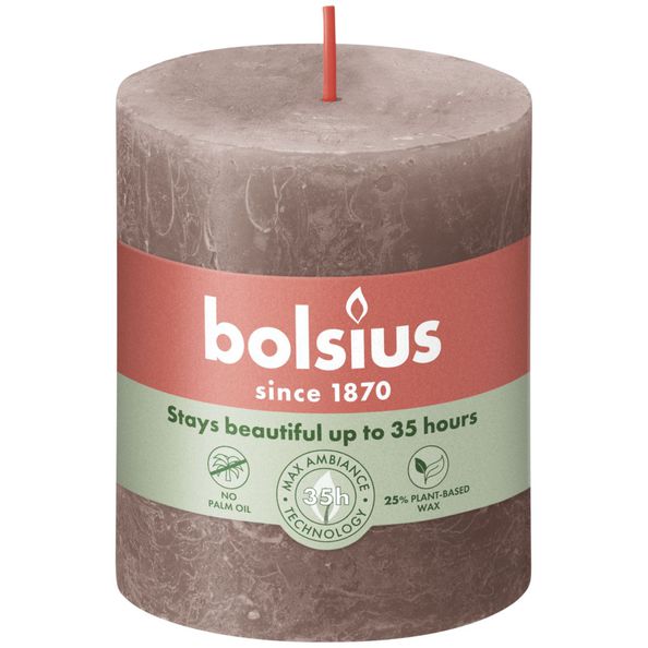 Bolsius Bolsius Stollen SHINE 4 ST Rustic 80x68 mm Rustic Taupe