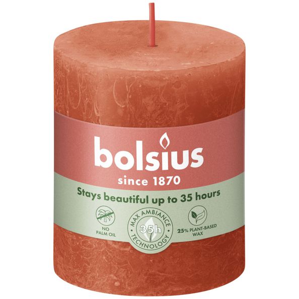 Bolsius rustic pillar candle earthy orange ø68x80 mm 30 hours (4 pieces)