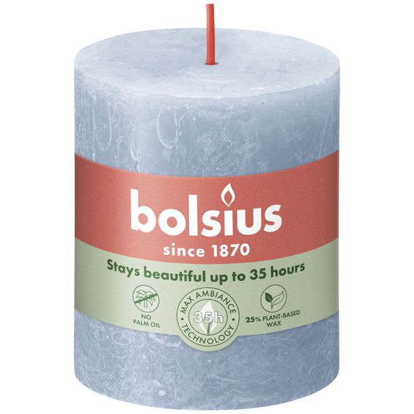 Bolsius rustic pillar candle sky blue ø68x80 mm 30 hours (4 pieces)