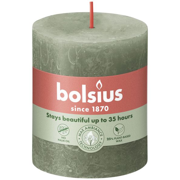 Bolsius Bolsius Stollen SHINE 4 ST Rustic 80x68 mm fresh olive colored
