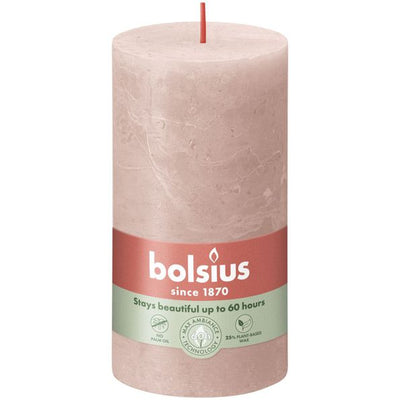 Bolsius rustiek stompkaars misty pink ø68x130 mm 60 uur (4 stuks)