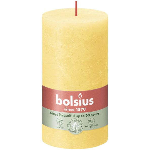 Bolsius rustic pillar candle sunny yellow ø68x130 mm 60 hours (4 pieces)