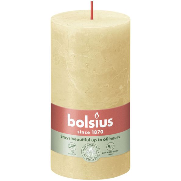 Bolsius rustic pillar candle oat beige ø68x130 mm 60 hours (4 pieces)