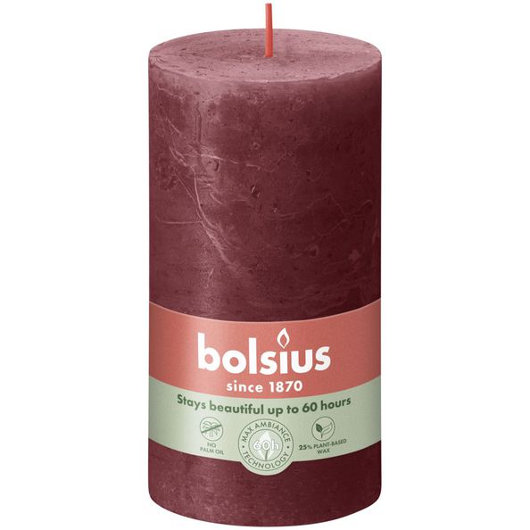 Bolsius Bolsius Stollen SHINE 4 ST Rustic 130x68 mm velvet red