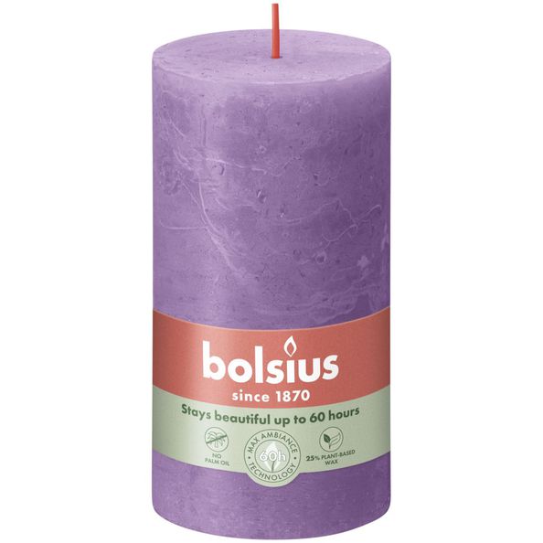 Bolsius rustic pillar candle vibrant violet ø68x130 mm 60 hours (4 pieces)