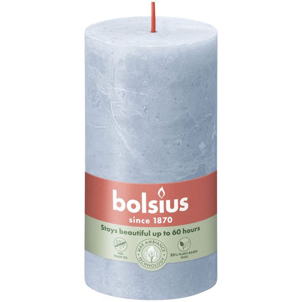 Bolsius rustic pillar candle sky blue ø68x130 mm 60 hours (4 pieces)