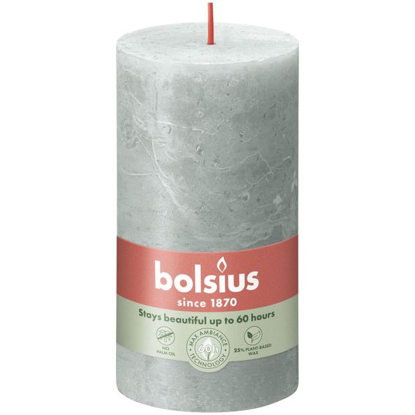Bolsius rustic pillar candle jade green ø68x130 mm 60 hours (4 pieces)