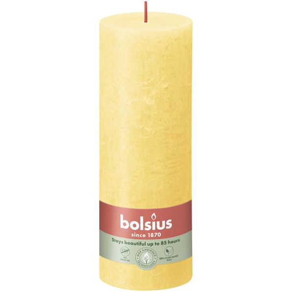 Bolsius rustic pillar candle sunny yellow ø68x190 mm 85 hours (4 pieces)