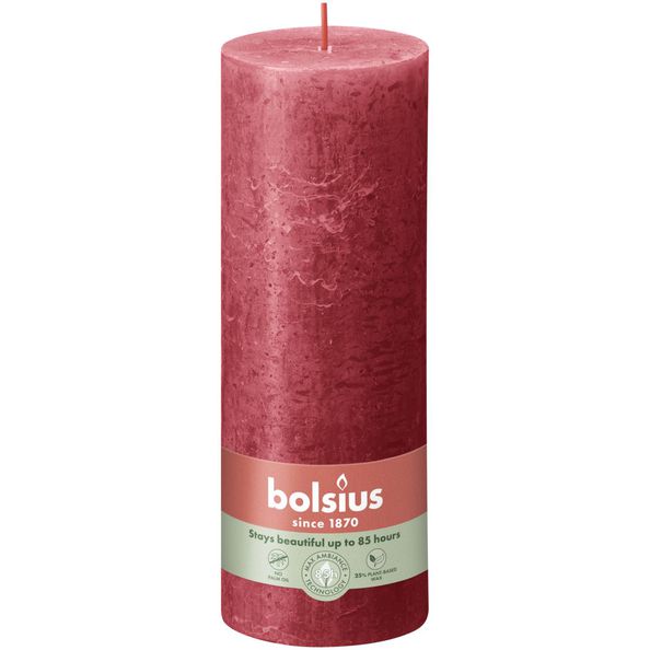 Vela pilar rústica Bolsius rojo delicado ø68x190 mm 85 horas (4 piezas)