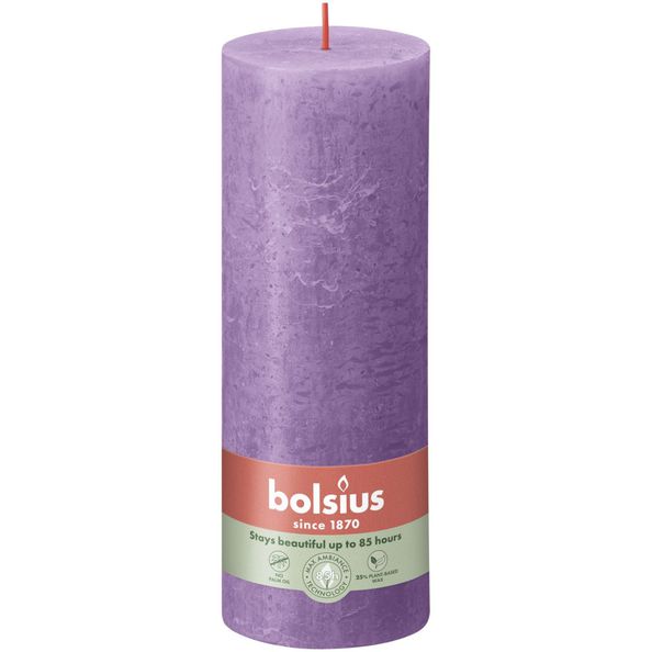 Bolsius rustic pillar candle vibrant violet ø68x190 mm 85 hours (4 pieces)