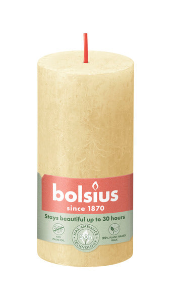 Bolsius rustic pillar candle oat beige ø50x100 mm 30 hours (8 pieces)