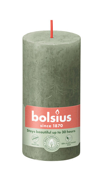 Vela pilar rústica Bolsius oliva fresco ø50x100 mm 30 horas (8 piezas)