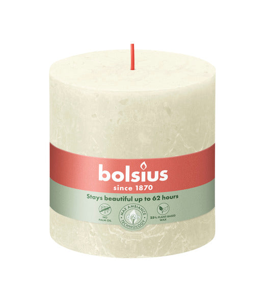 Bolsius rustic pillar candle soft pearl ø100x100 mm 62 hours (3 pieces)