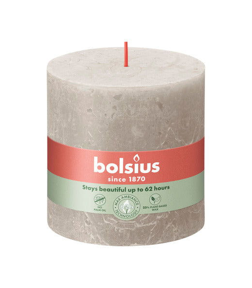Bolsius rustic pillar candle sandy gray ø100x100 mm 62 hours (3 pieces)