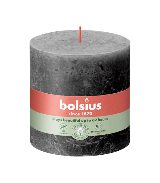Bolsius rustic pillar candle stormy gray ø100x100 mm 62 hours (3 pieces)
