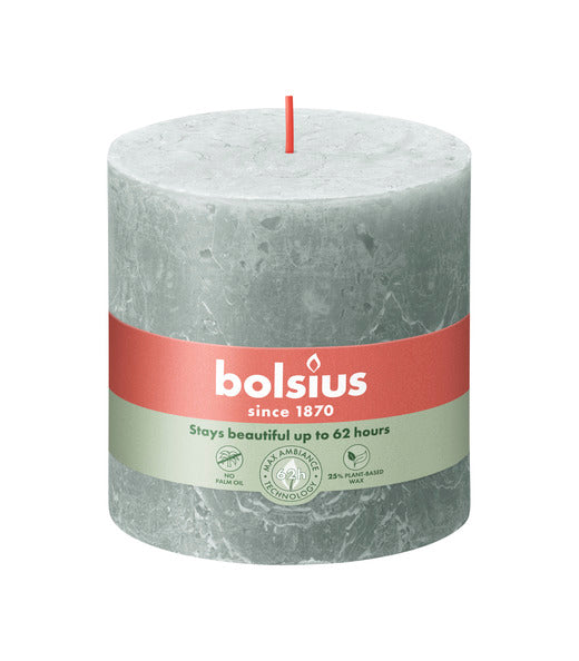 Bolsius rustic pillar candle jade green ø100x100 mm 62 hours (3 pieces)