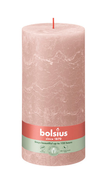 Bolsius rustic pillar candle misty pink ø100x200 mm 125 hours (4 pieces)