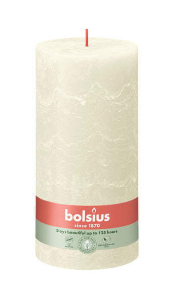 Bolsius rustic block candle soft pearl ø100x200 mm 125 hours (4 pieces)