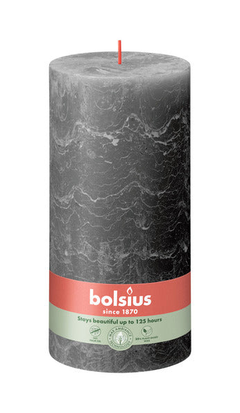 Bolsius rustic pillar candle stormy gray ø100x200 mm 125 hours (4 pieces)