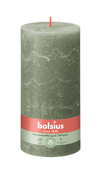 Bolsius rustiek stompkaars fresh olive ø100x200 mm 125 uur (4 stuks)