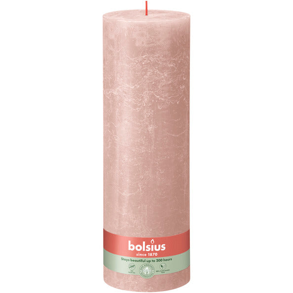 Vela de pilar rústica Bolsius rosa brumoso ø100x300 mm 200 horas (4 piezas)