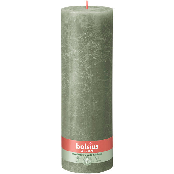 Bolsius rustic pillar candle fresh olive ø100x300 mm 200 hours (4 pieces)