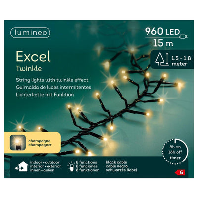 Lumineo excel scintillio 960led 15m champagne