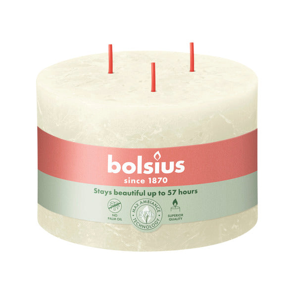 Bolsius candle 3 wicks soft pearl ø140x90 mm 57 hours (2 pieces)