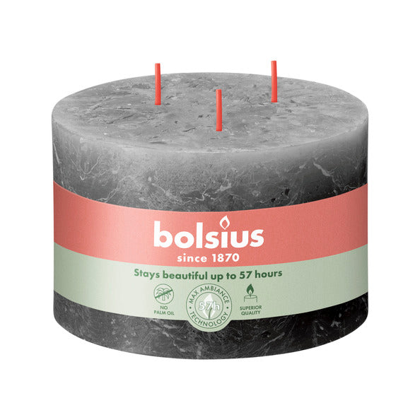 Candela Bolsius 3 stoppini grigio tempesta ø140x90 mm 57 ore (2 pezzi)
