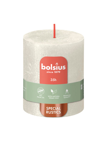 Bolsius pillar candle shimmer ivory ø68x80 mm 35 hours (4 pieces)