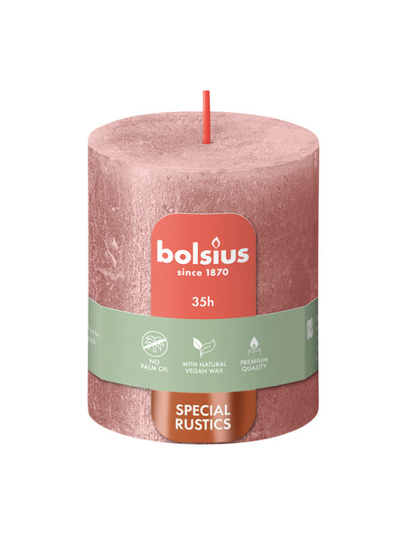 Bolsius pillar candle shimmer pink ø68x80 mm 35 hours (4 pieces)