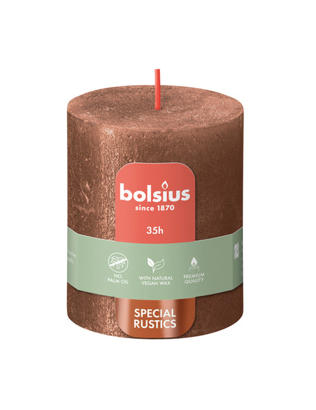 Bolsius pillar candle shimmer copper ø68x80 mm 35 hours (4 pieces)