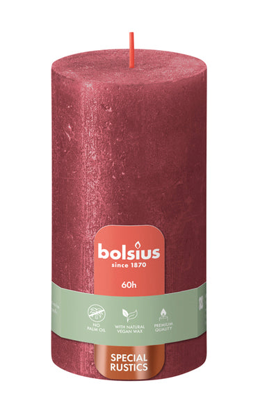 Bolsius pillar candle shimmer red ø68x130 mm 60 hours (4 pieces)