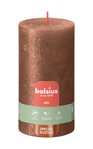 Bolsius pillar candle shimmer copper ø68x130 mm 60 hours (4 pieces)