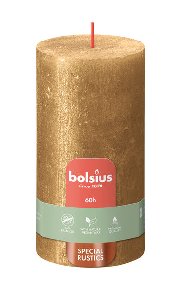 Bolsius Bolsius Stollen Shimmer 4 st rustic 130x68 mm gold colored