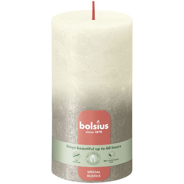 Vela pilar Bolsius soft perla + champagne ø68x130 mm 60 horas (4 piezas)