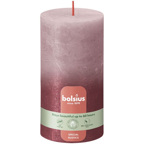 Bolsius pillar candle ash rose + red ø68x130 mm 60 hours (4 pieces)