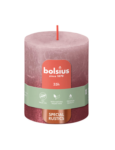 Vela pilar Bolsius fresno rosa + rojo ø68x80 mm 35 horas (4 piezas)