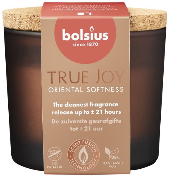 Bolsius bicchiere profumato con coperchio in sughero true joy oriental soft ø83x66 mm 21 ore (6 pezzi)