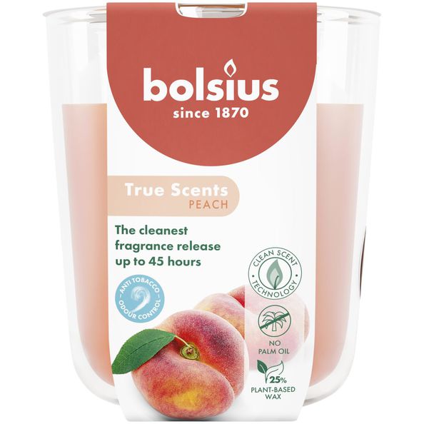 Bolsius bicchiere profumato veri profumi pesca ø85x97 mm 45 ore (4 pezzi)