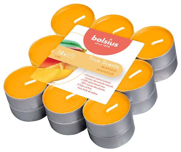 Bolsius scented tea lights true scents mango ø38x18 mm 4 hours (8x 18 pieces)