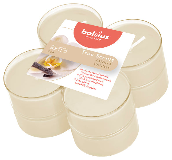 Bolsius maxi luces aromas verdaderos vainilla ø58x24 mm 8 horas (6x 8 piezas)