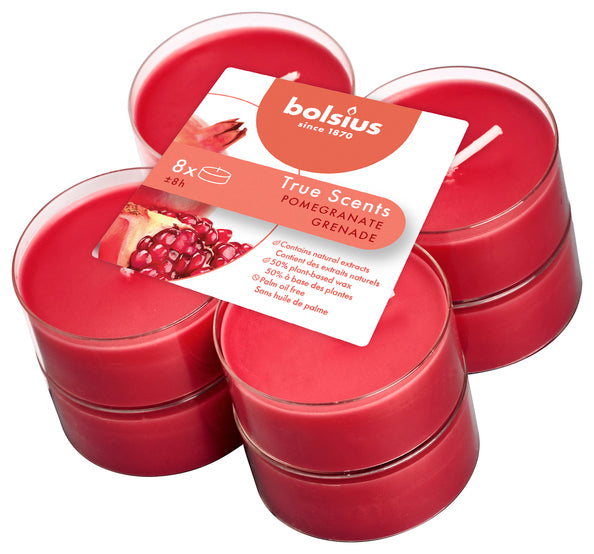 Bolsius maxi lights true scents pomegranate ø58x24 mm 8 hours (6x 8 pieces)