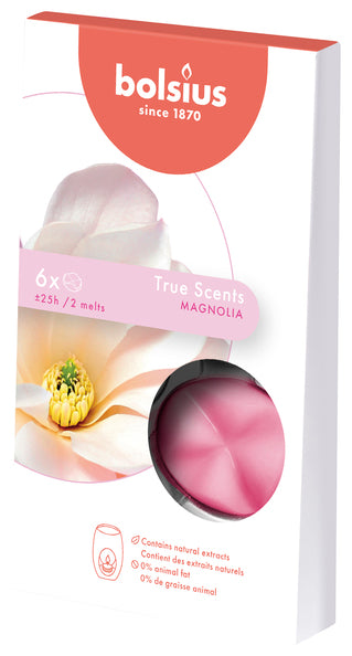 Bolsius cera para derretir pack aromas verdaderos magnolia 25 horas (8x 6 piezas)