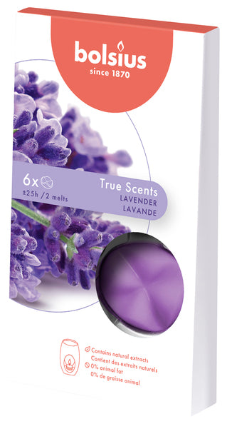 Bolsius wax melts pack true scents lavender 25 hours (8x 6 pieces)