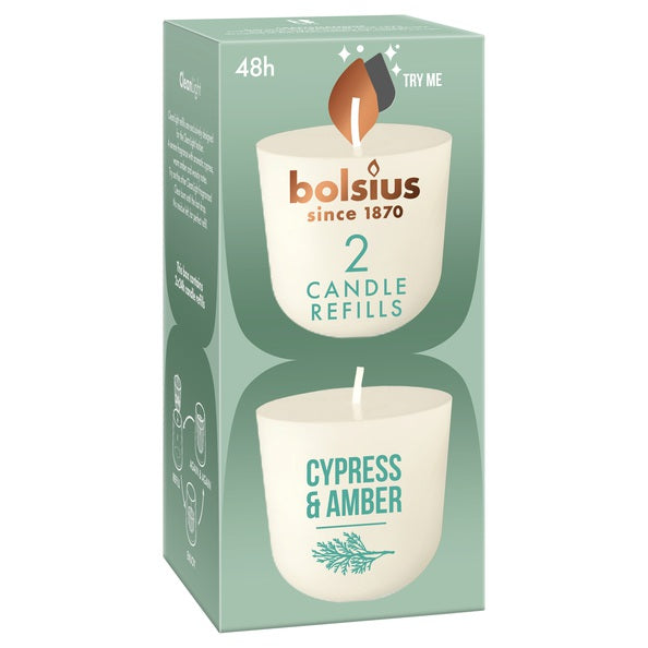 Bolsius cleanlight 2-pack cypress amber ø57x116 mm (6x 2 pieces)
