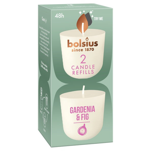 Bolsius cleanlight pack de 2 higos gardenia ø57x116 mm (6x 2 piezas)